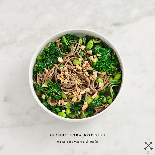 peanut soba noodles with edamame & kale Recipe on We Heart Recipes